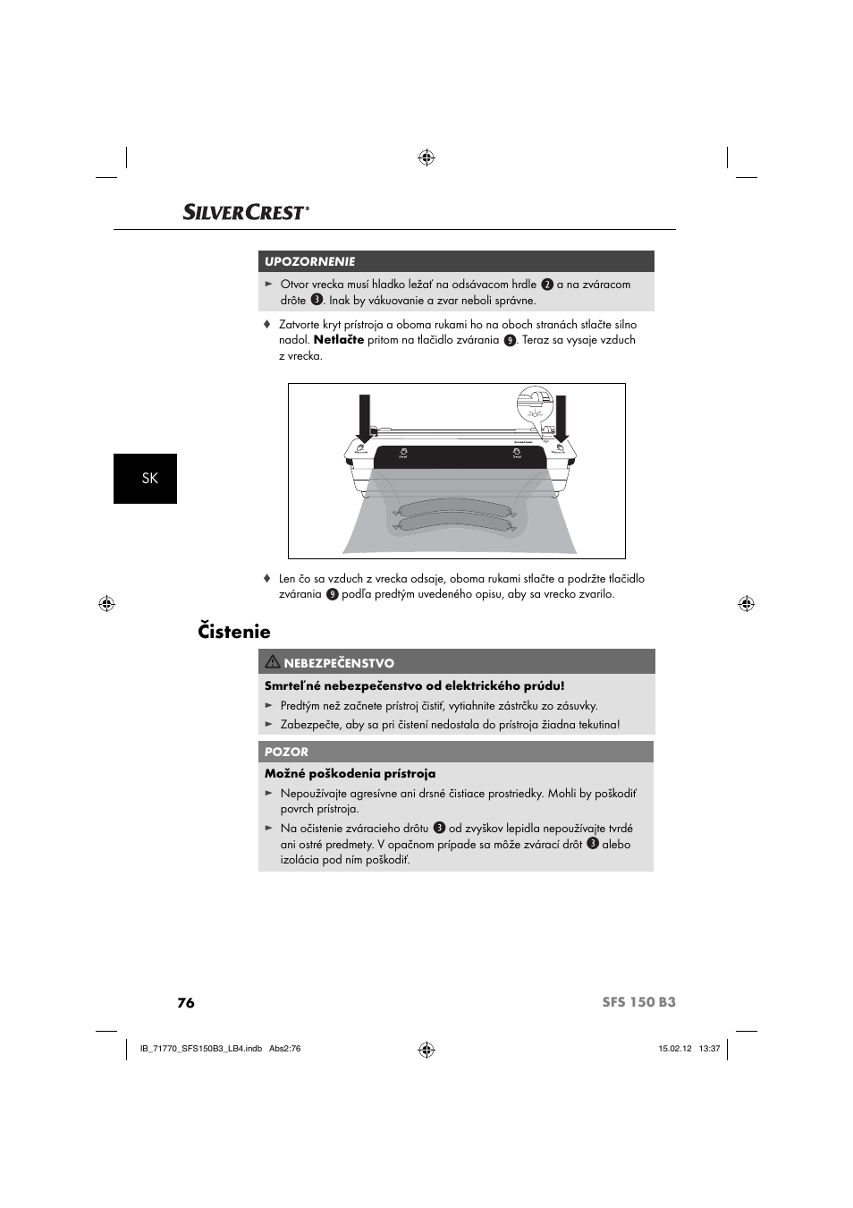 Čistenie | Silvercrest SFS 150 B3 User Manual | Page 78 / 104