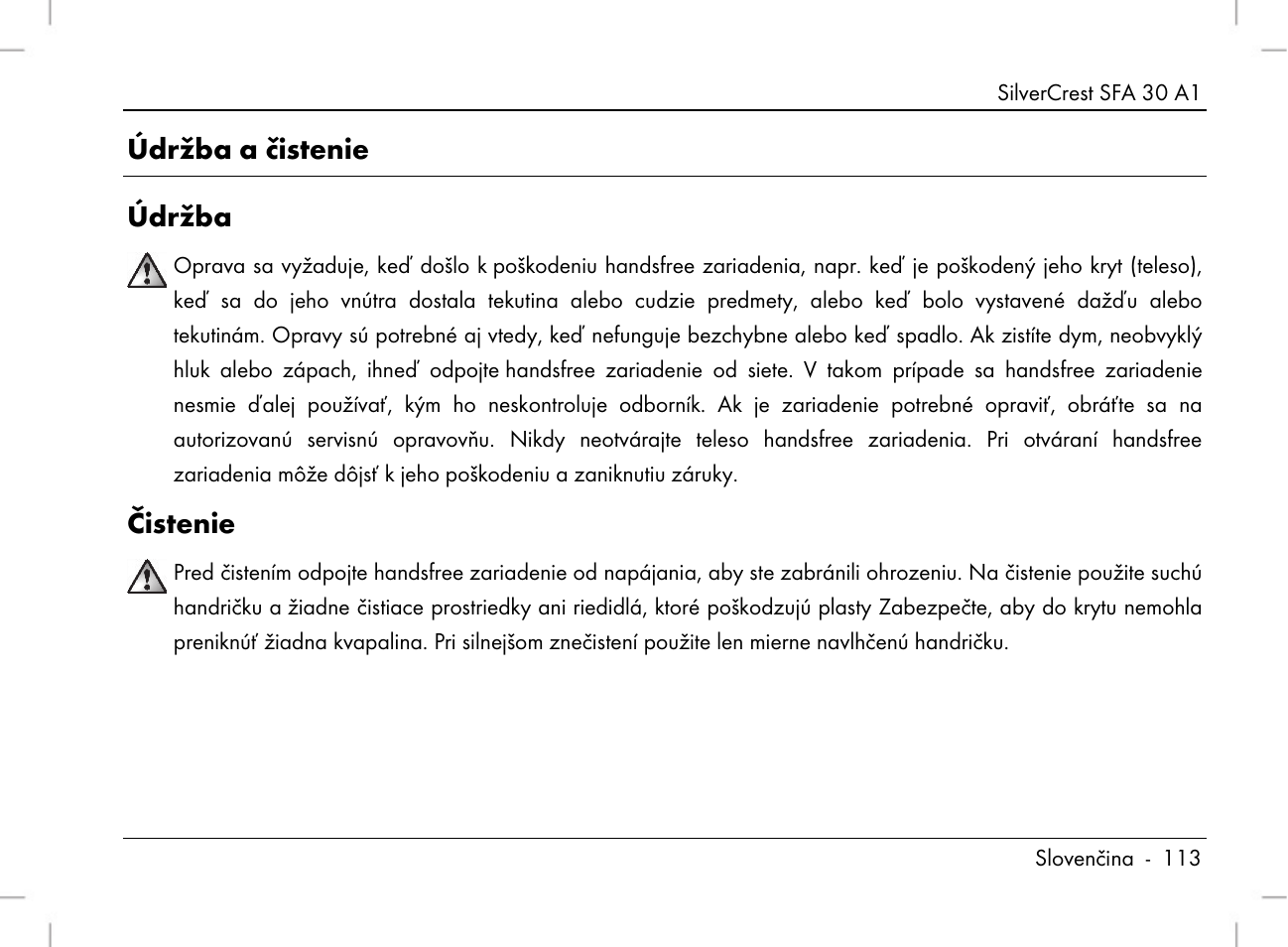 Údržba a čistenie údržba, Čistenie | Silvercrest SFA 30 A1 User Manual | Page 115 / 144