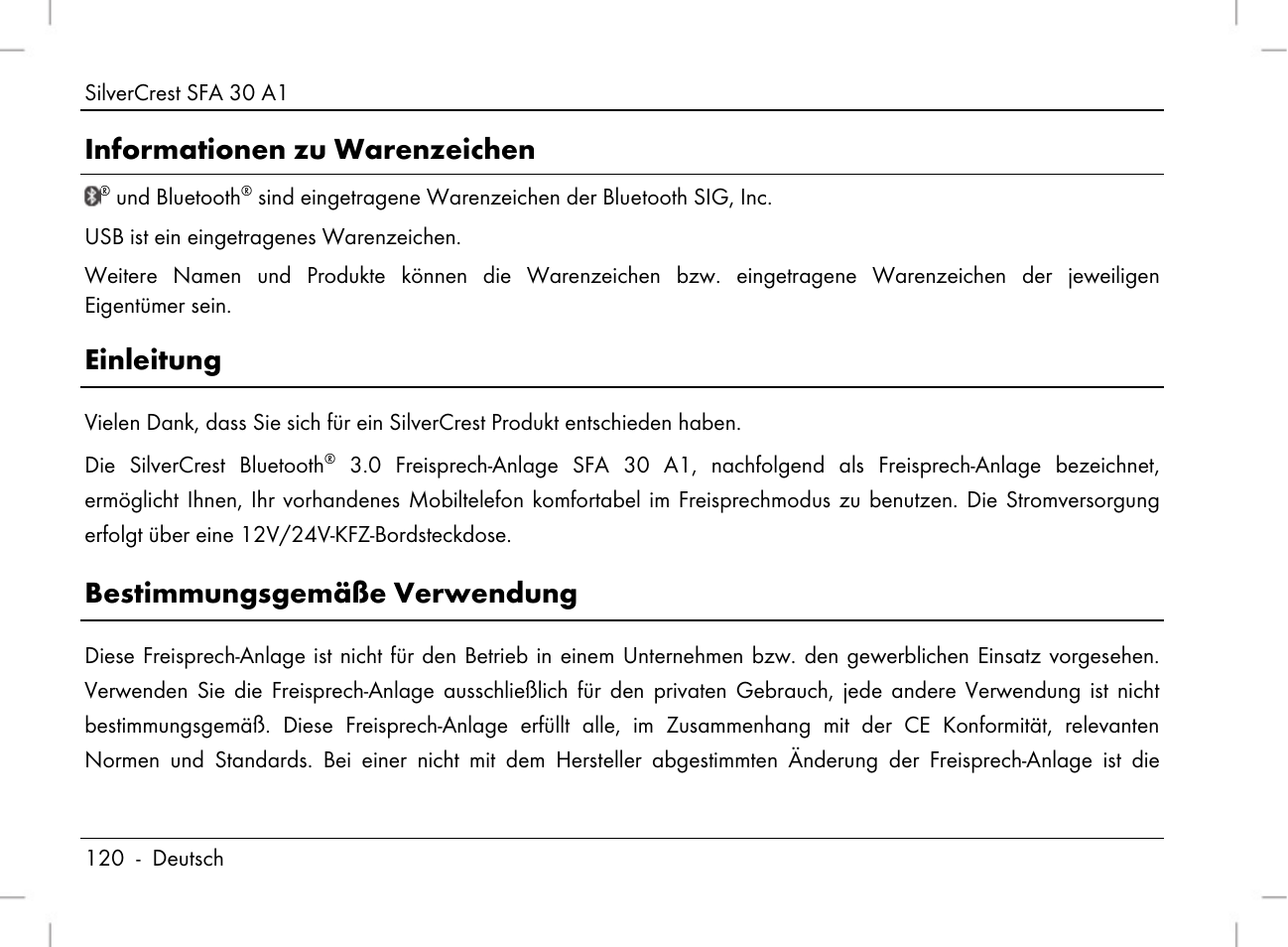 Informationen zu warenzeichen, Einleitung, Bestimmungsgemäße verwendung | Silvercrest SFA 30 A1 User Manual | Page 122 / 144