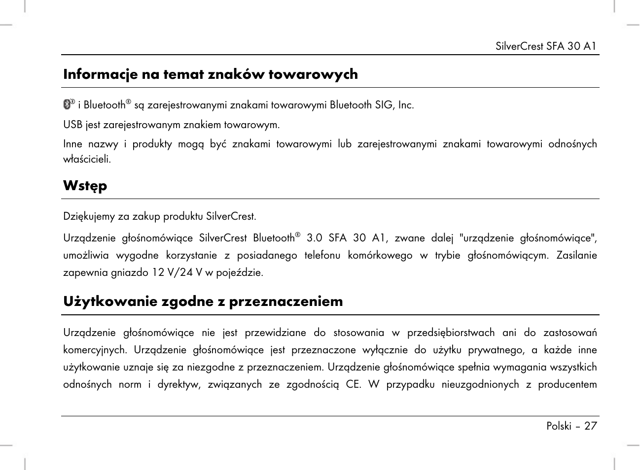 Informacje na temat znaków towarowych, Wstęp, Użytkowanie zgodne z przeznaczeniem | Silvercrest SFA 30 A1 User Manual | Page 29 / 144