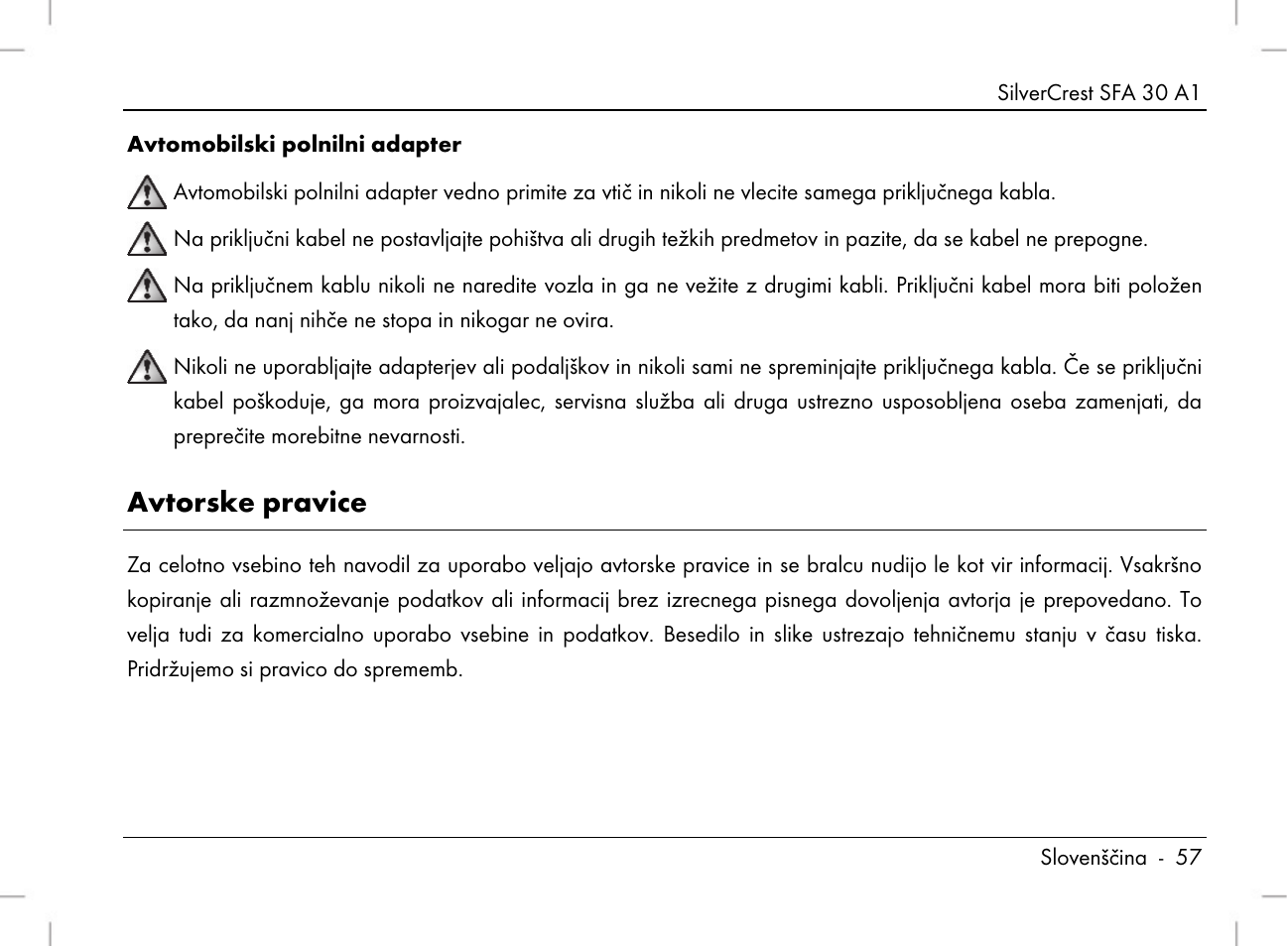 Avtorske pravice | Silvercrest SFA 30 A1 User Manual | Page 59 / 144