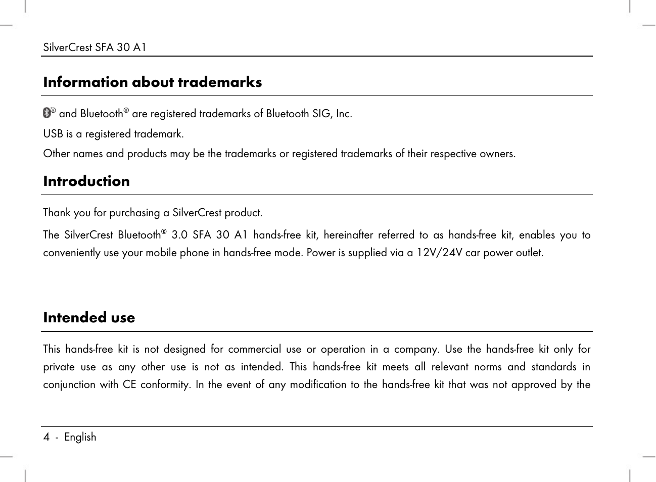 Information about trademarks, Introduction, Intended use | Silvercrest SFA 30 A1 User Manual | Page 6 / 144