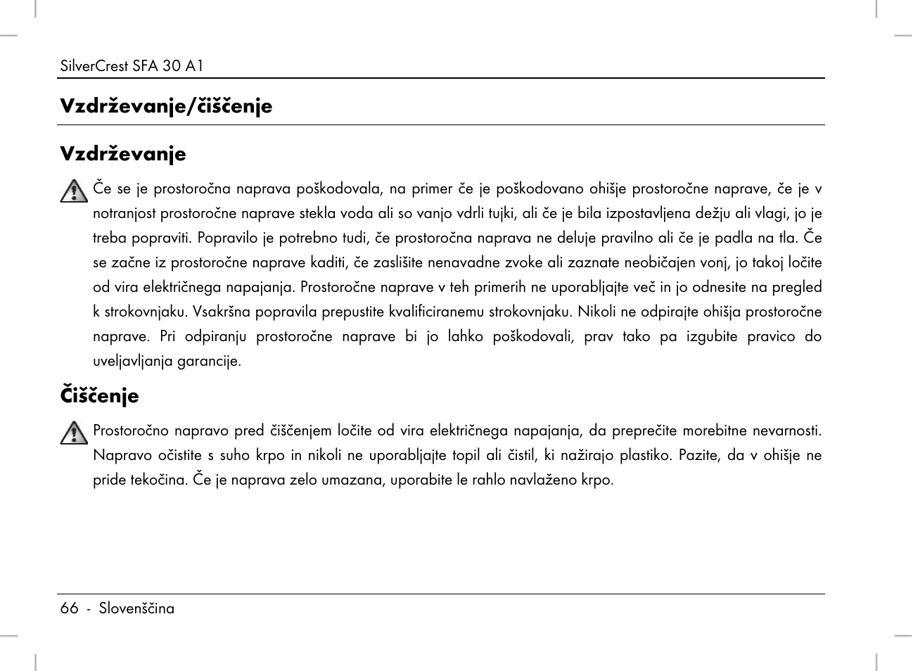 Vzdrževanje/čiščenje vzdrževanje, Čiščenje | Silvercrest SFA 30 A1 User Manual | Page 68 / 144