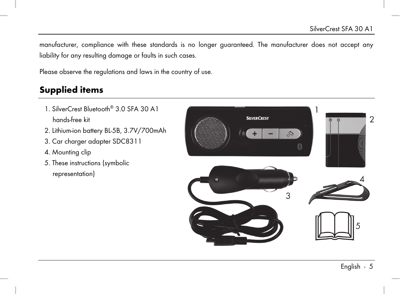 Supplied items | Silvercrest SFA 30 A1 User Manual | Page 7 / 144