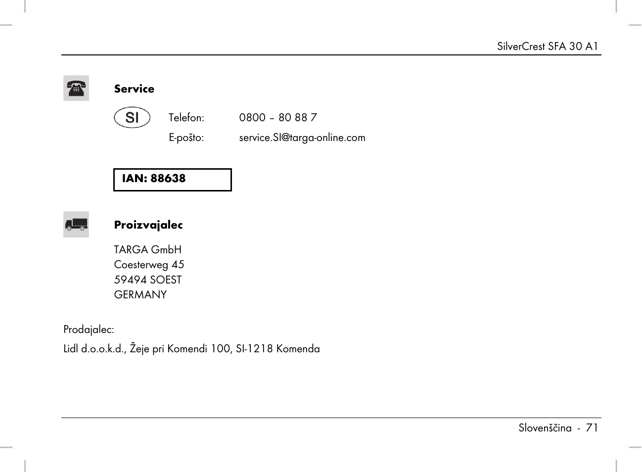 Silvercrest SFA 30 A1 User Manual | Page 73 / 144