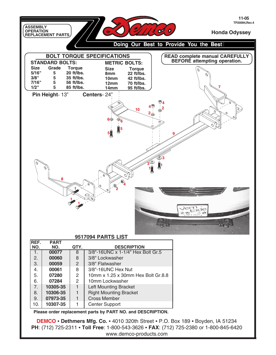 Demco TP20094 User Manual | 8 pages