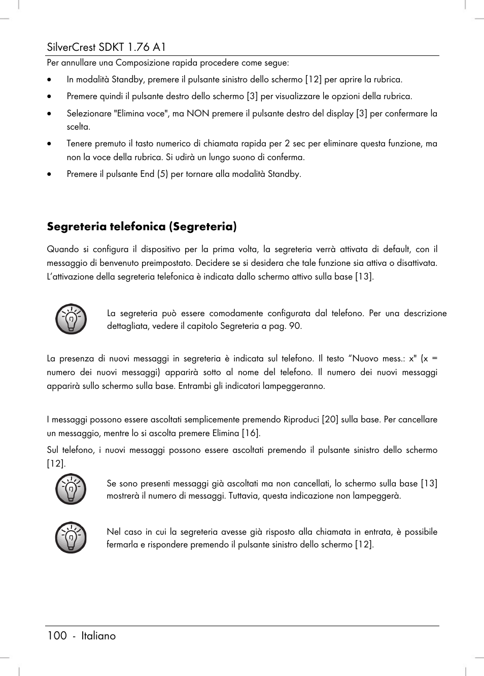 Segreteria telefonica (segreteria) | Silvercrest SDKT 1.76 A1 User Manual | Page 102 / 216