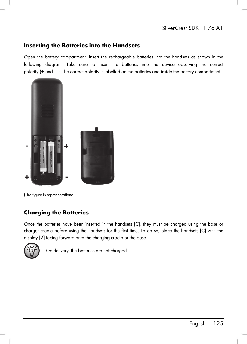 Charging the batteries | Silvercrest SDKT 1.76 A1 User Manual | Page 127 / 216