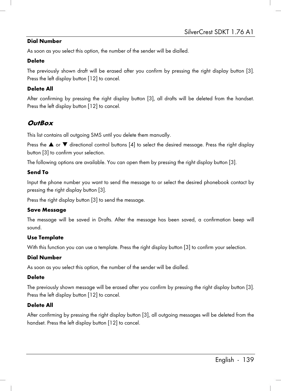 Outbox | Silvercrest SDKT 1.76 A1 User Manual | Page 141 / 216