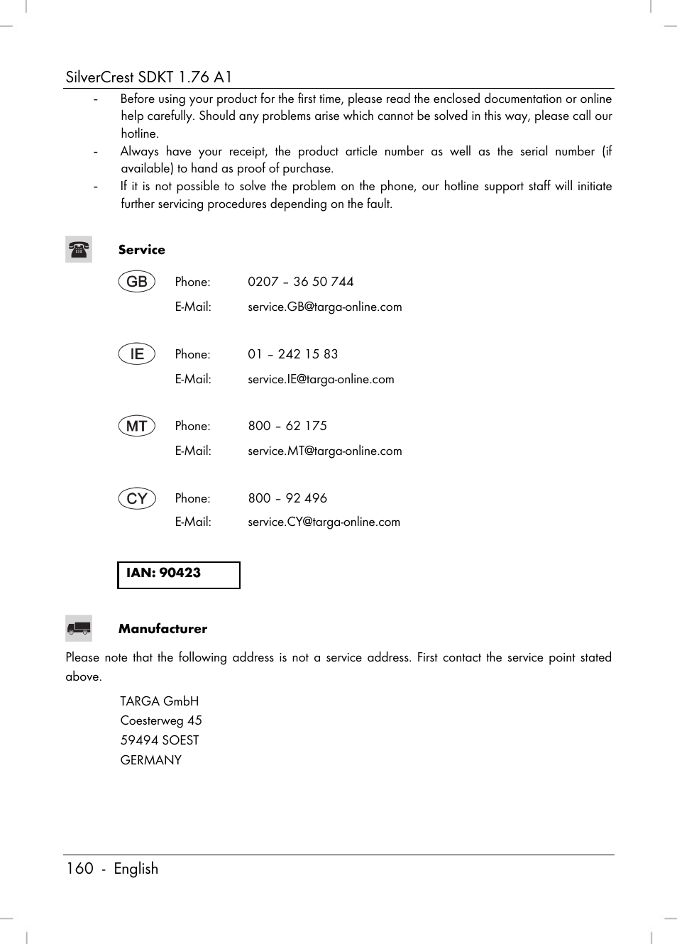 Silvercrest SDKT 1.76 A1 User Manual | Page 162 / 216