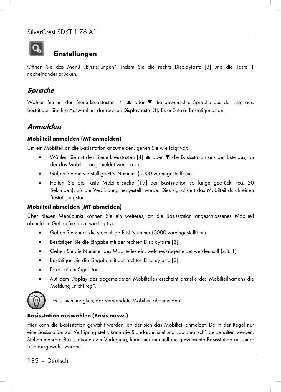 Sprache, Anmelden | Silvercrest SDKT 1.76 A1 User Manual | Page 184 / 216