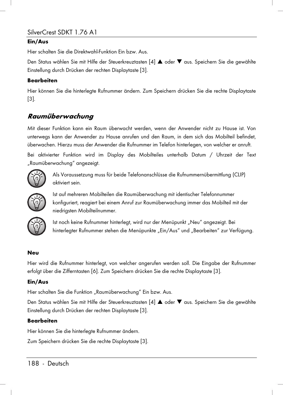 Raumüberwachung | Silvercrest SDKT 1.76 A1 User Manual | Page 190 / 216