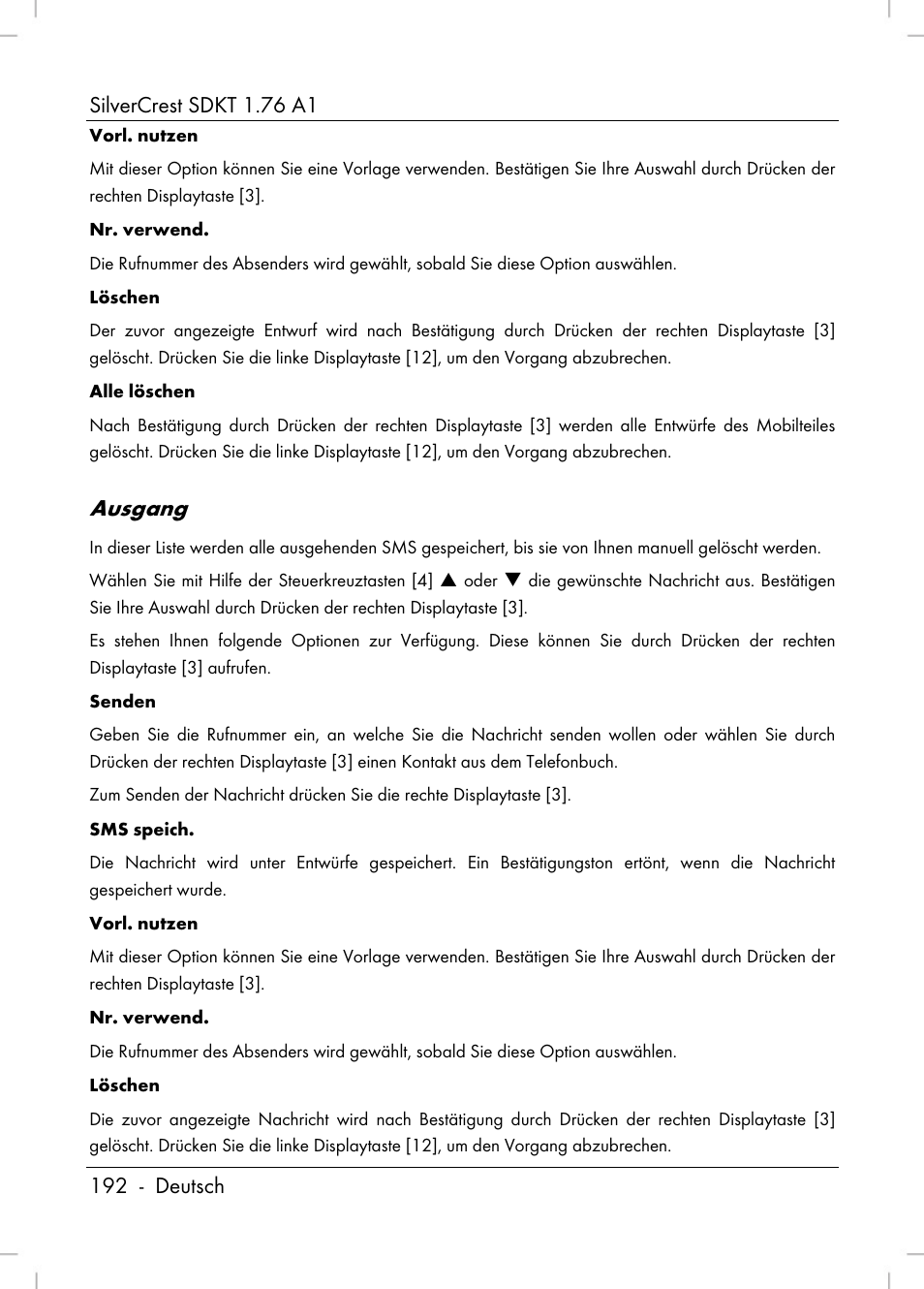 Ausgang | Silvercrest SDKT 1.76 A1 User Manual | Page 194 / 216