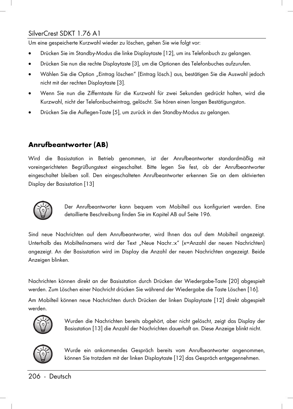 Anrufbeantworter (ab) | Silvercrest SDKT 1.76 A1 User Manual | Page 208 / 216