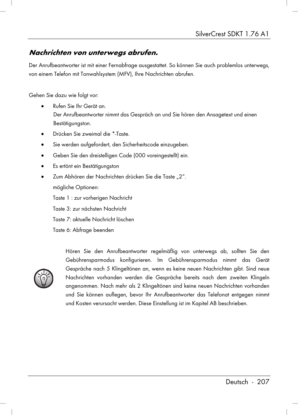 Nachrichten von unterwegs abrufen | Silvercrest SDKT 1.76 A1 User Manual | Page 209 / 216