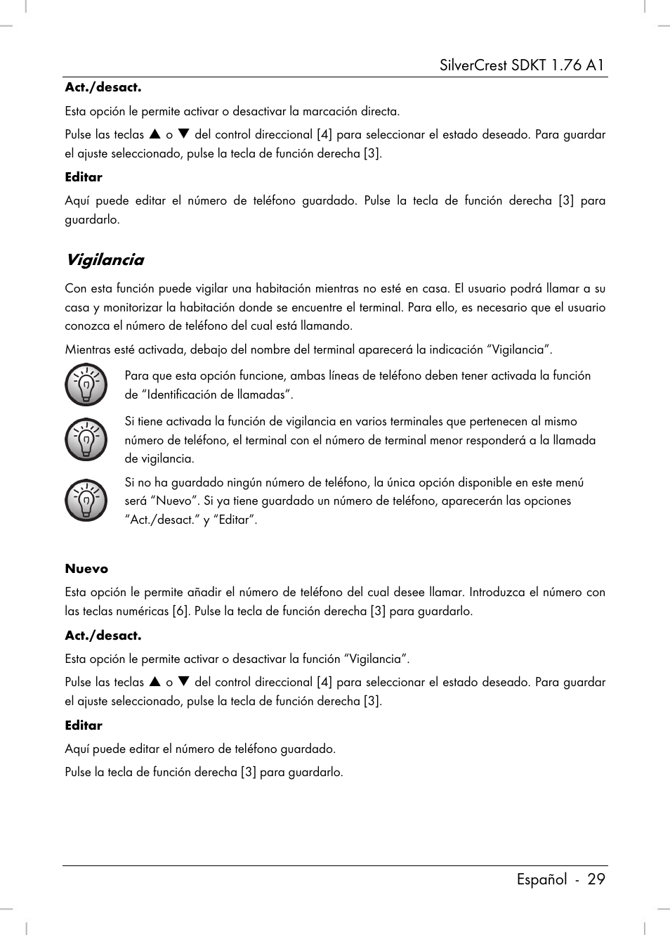 Vigilancia | Silvercrest SDKT 1.76 A1 User Manual | Page 31 / 216