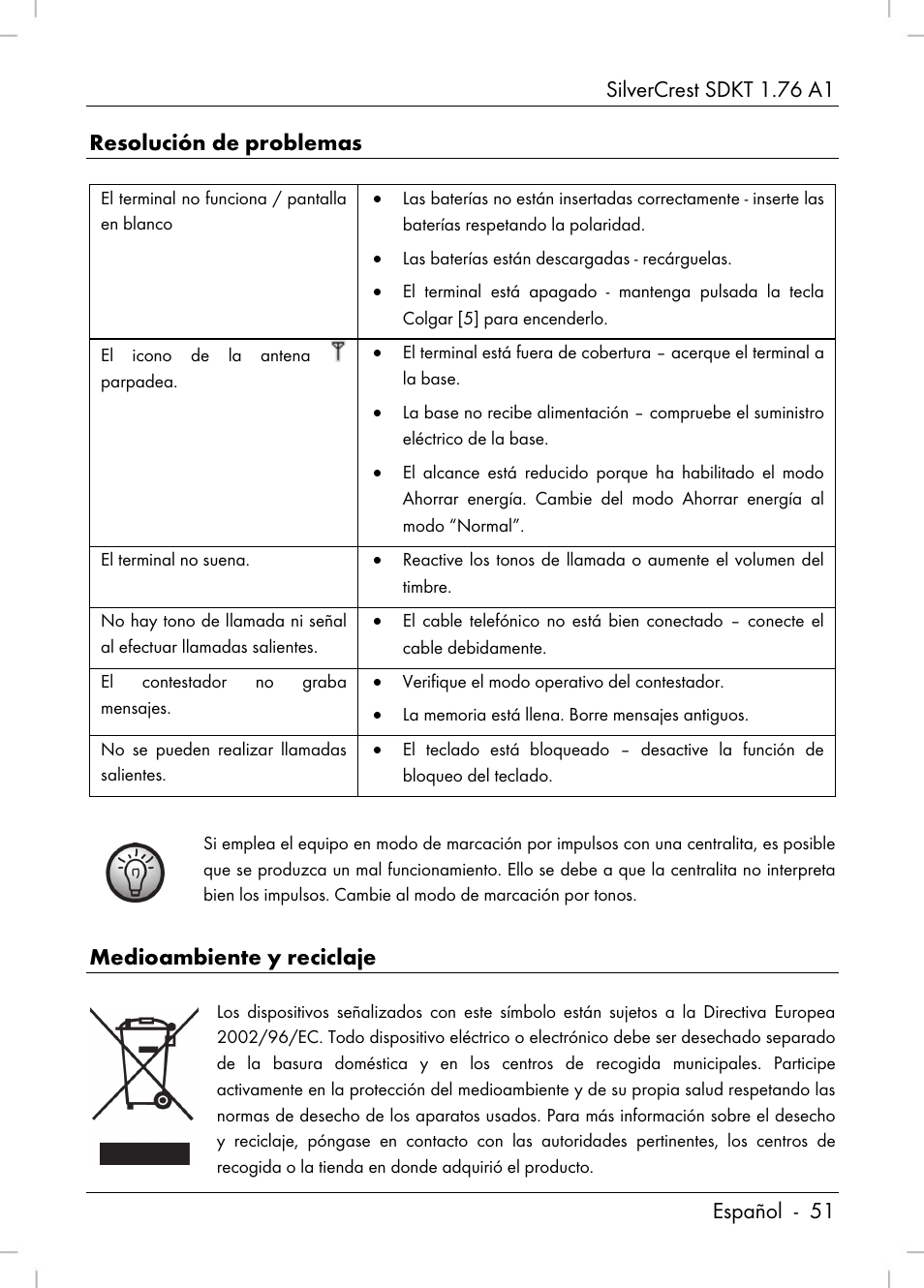 Medioambiente y reciclaje | Silvercrest SDKT 1.76 A1 User Manual | Page 53 / 216