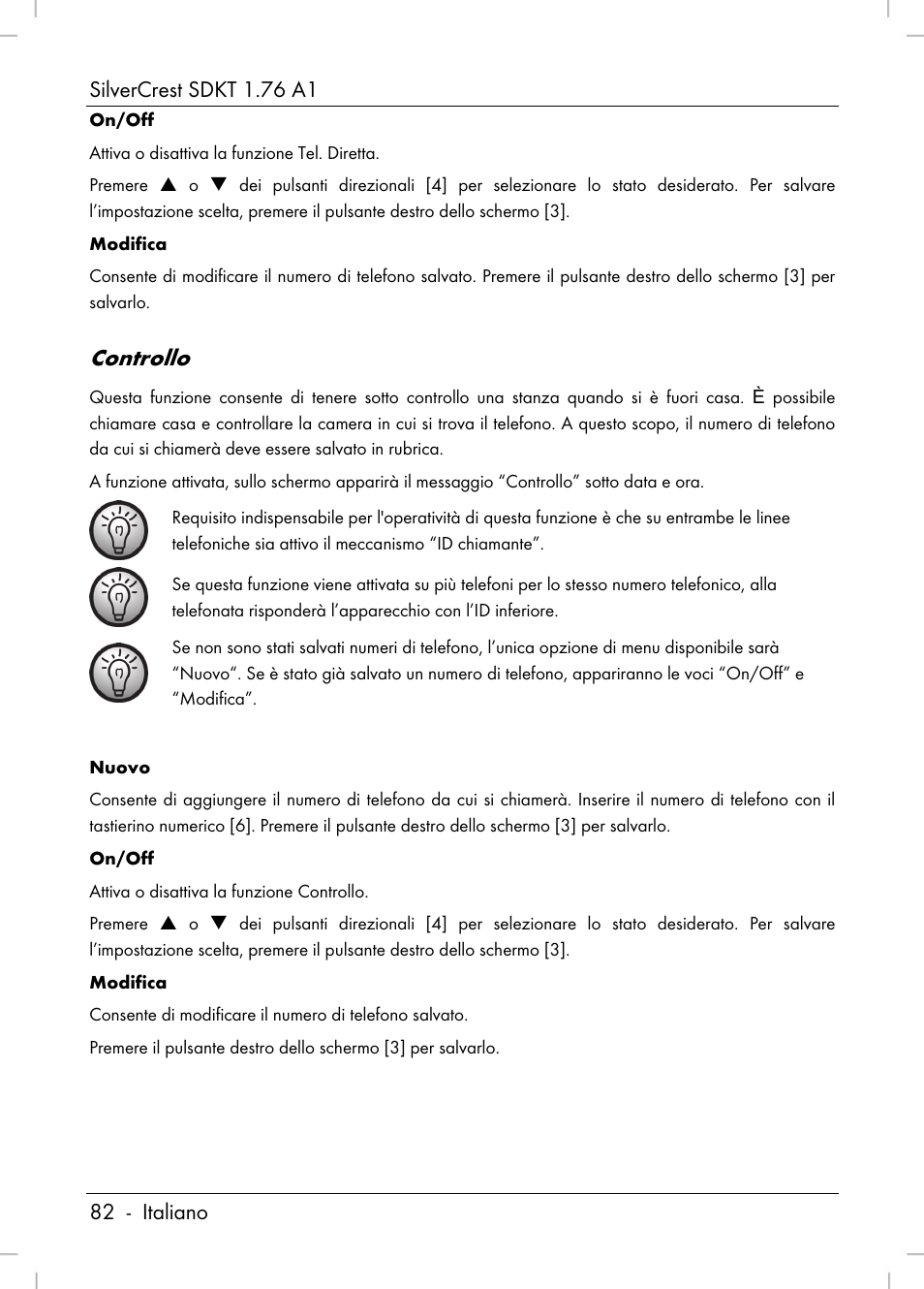 Controllo | Silvercrest SDKT 1.76 A1 User Manual | Page 84 / 216