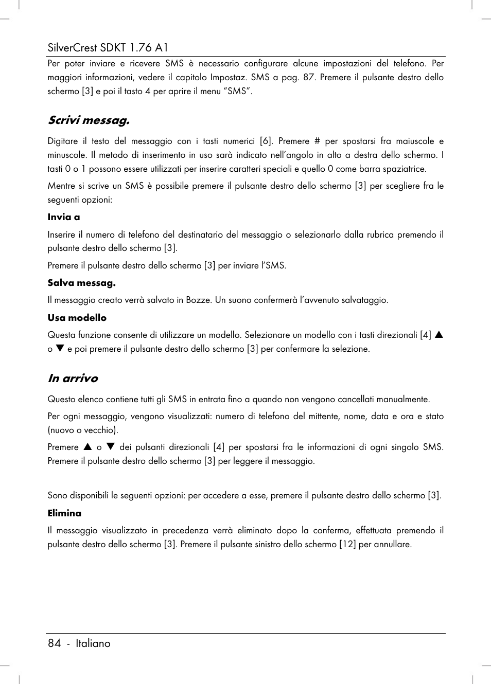 Scrivi messag | Silvercrest SDKT 1.76 A1 User Manual | Page 86 / 216