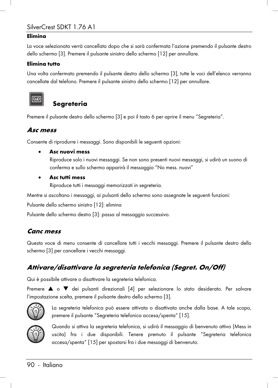 Asc mess, Canc mess | Silvercrest SDKT 1.76 A1 User Manual | Page 92 / 216