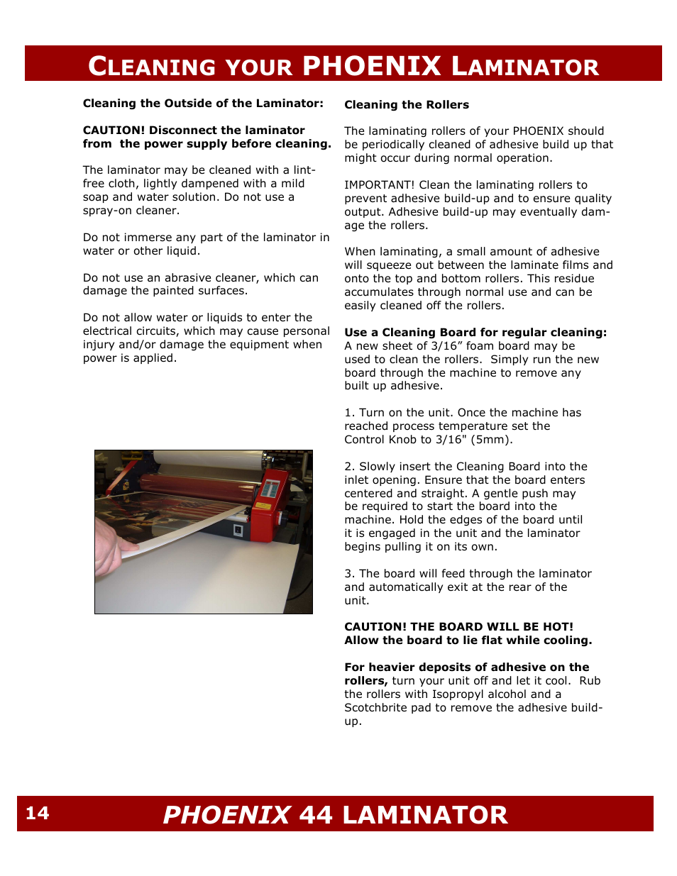 Phoenix l, Phoenix 44 laminator | Demco PHOENIX ML44 User Manual | Page 14 / 25