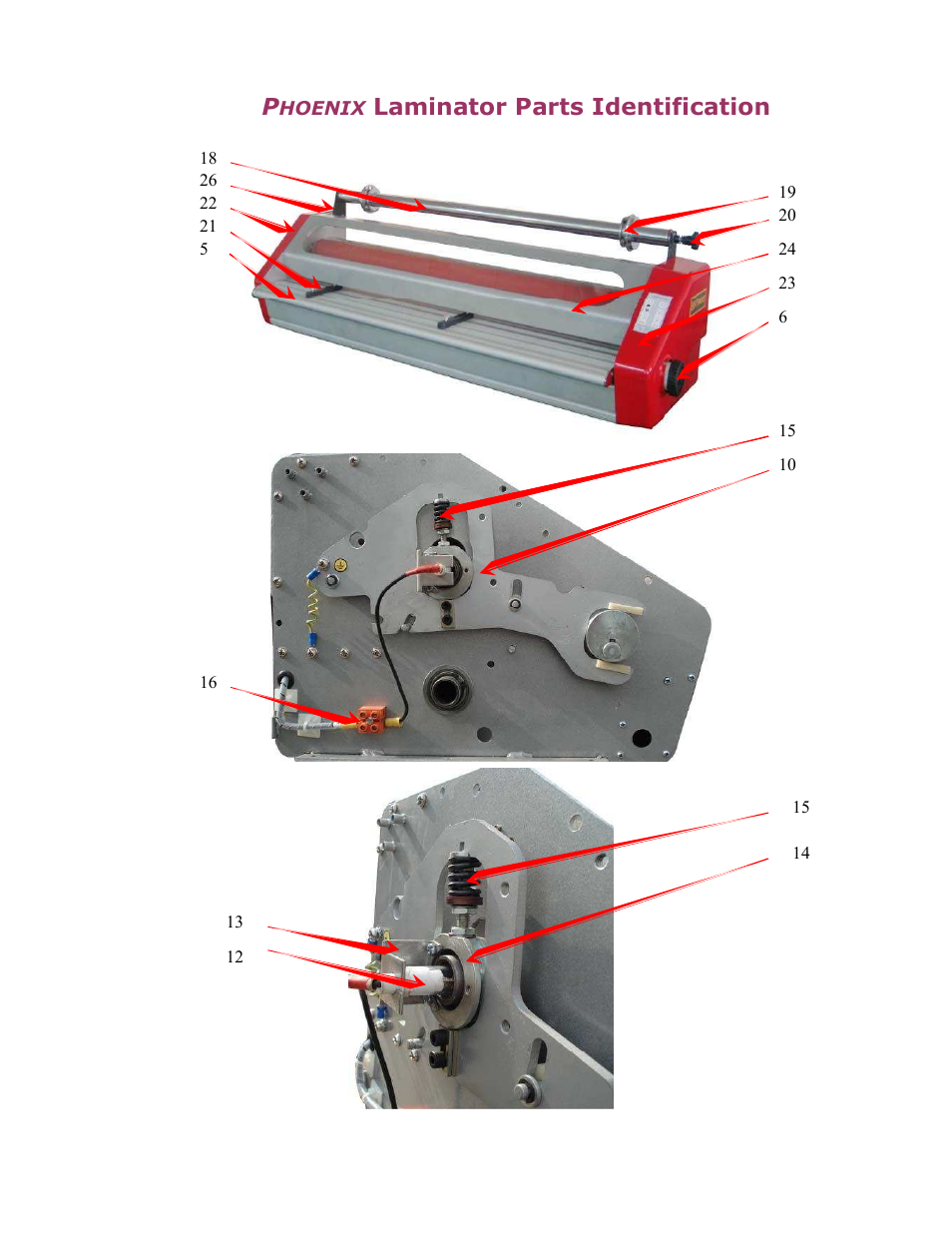 Laminator parts identification | Demco PHOENIX ML44 User Manual | Page 20 / 25