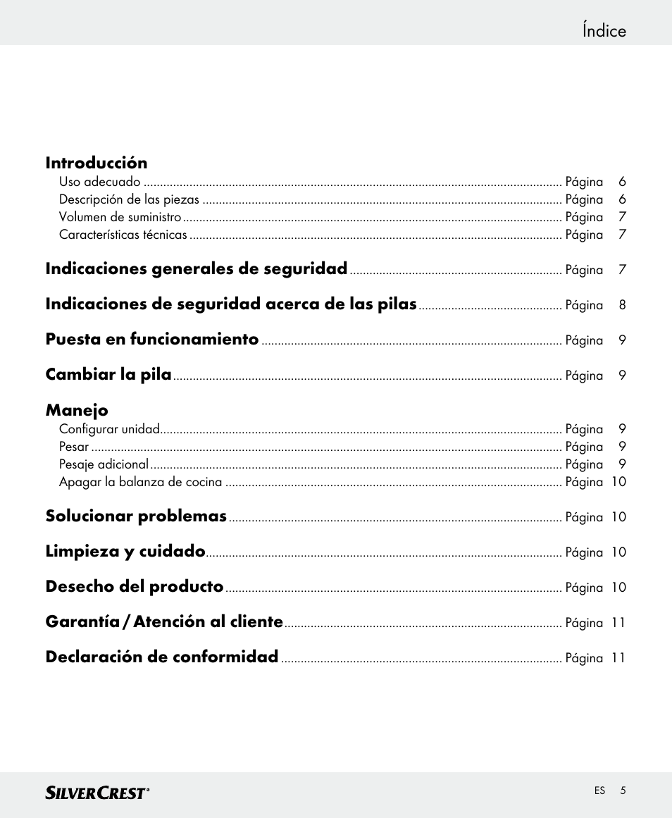 Índice | Silvercrest SKWD A1 User Manual | Page 5 / 38