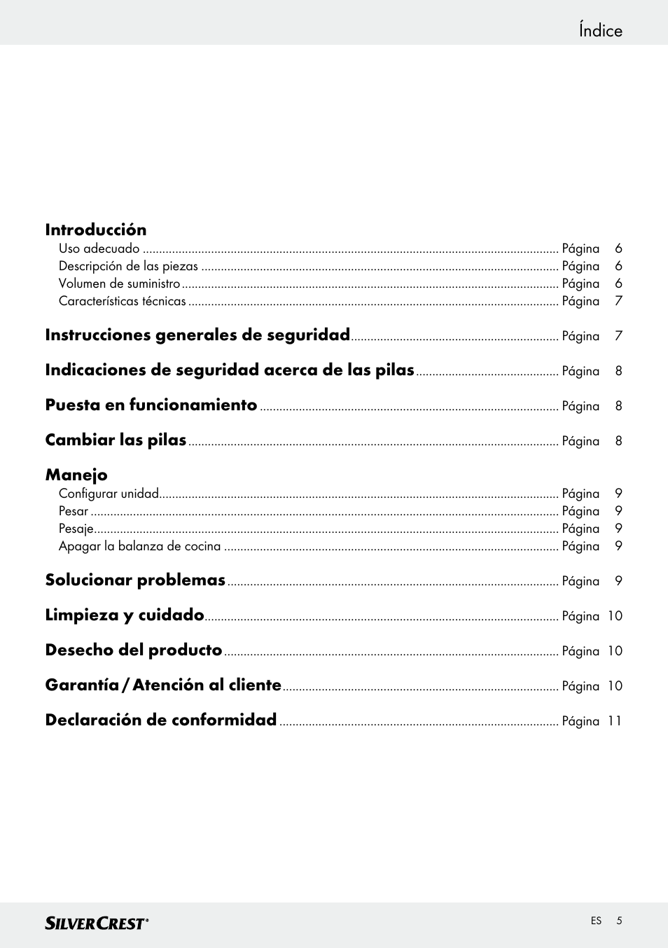Índice | Silvercrest SKWD A1 User Manual | Page 5 / 38