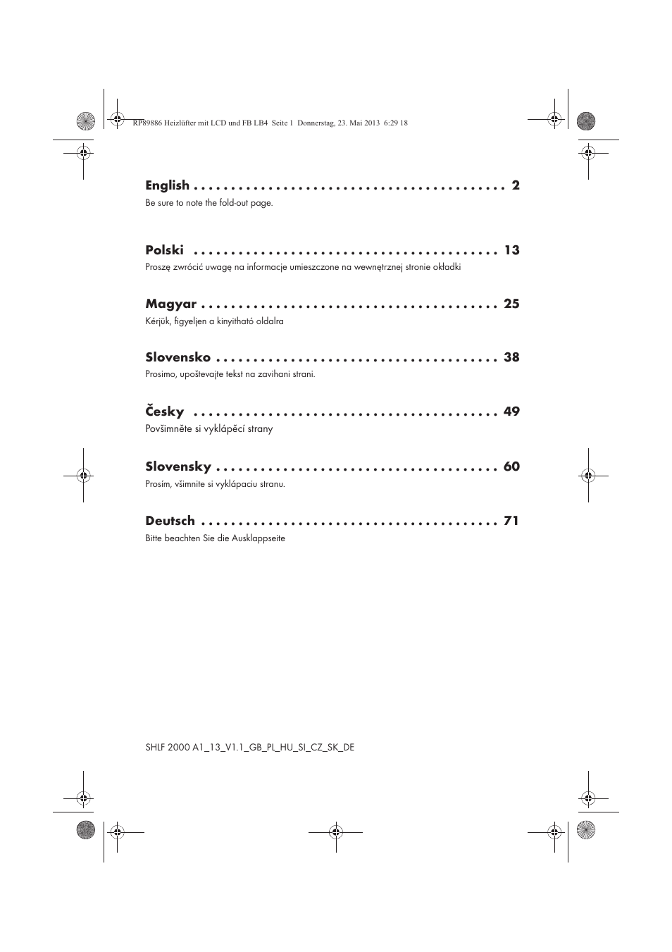 Silvercrest SHLF 2000 A1 User Manual | Page 2 / 86