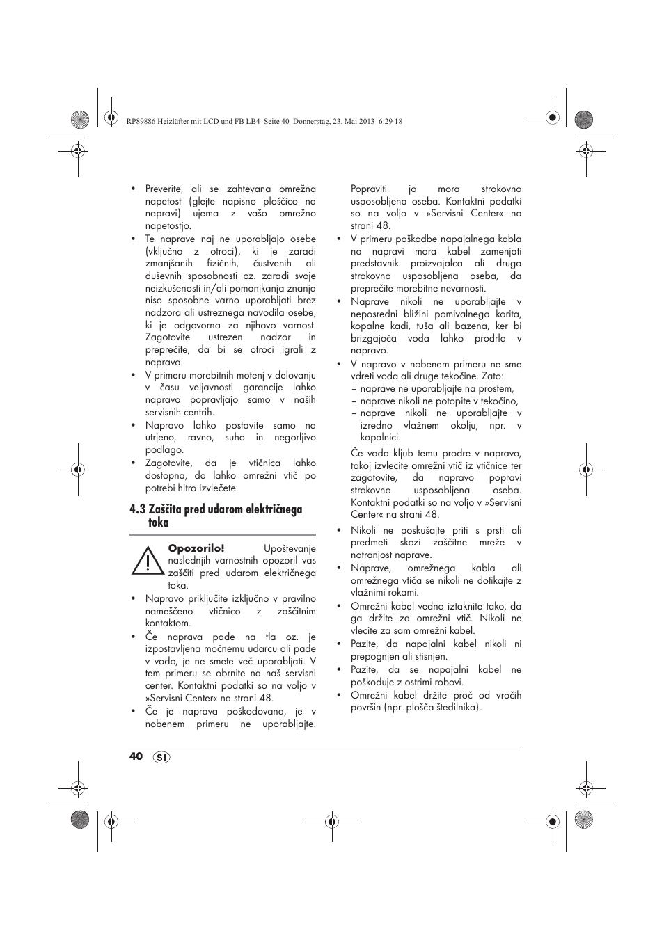 3 zaščita pred udarom električnega toka | Silvercrest SHLF 2000 A1 User Manual | Page 42 / 86
