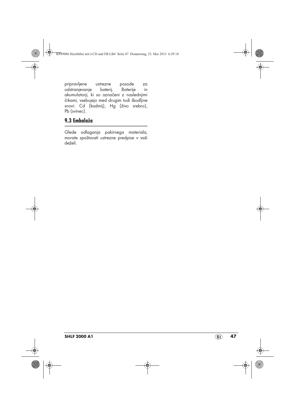 3 embalaža | Silvercrest SHLF 2000 A1 User Manual | Page 49 / 86