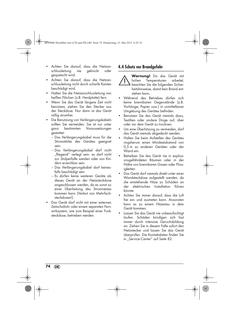 4 schutz vor brandgefahr | Silvercrest SHLF 2000 A1 User Manual | Page 76 / 86