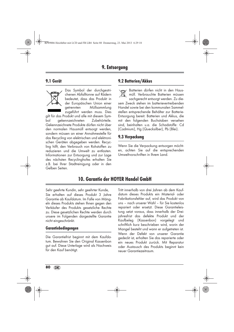 Entsorgung, Garantie der hoyer handel gmbh | Silvercrest SHLF 2000 A1 User Manual | Page 82 / 86