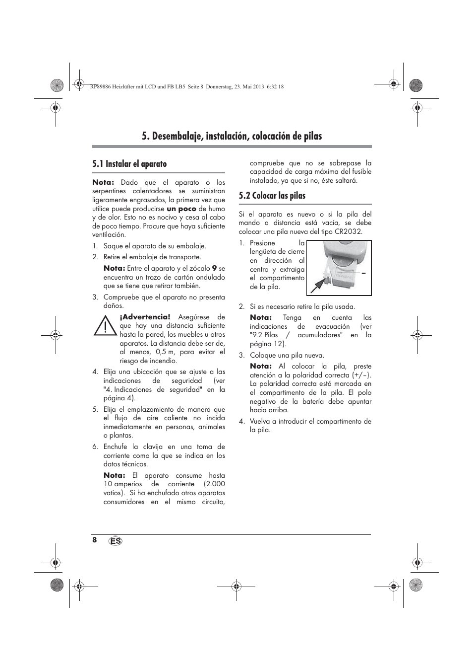 Desembalaje, instalación, colocación de pilas, 1 instalar el aparato, 2 colocar las pilas | Silvercrest SHLF 2000 A1 User Manual | Page 10 / 66