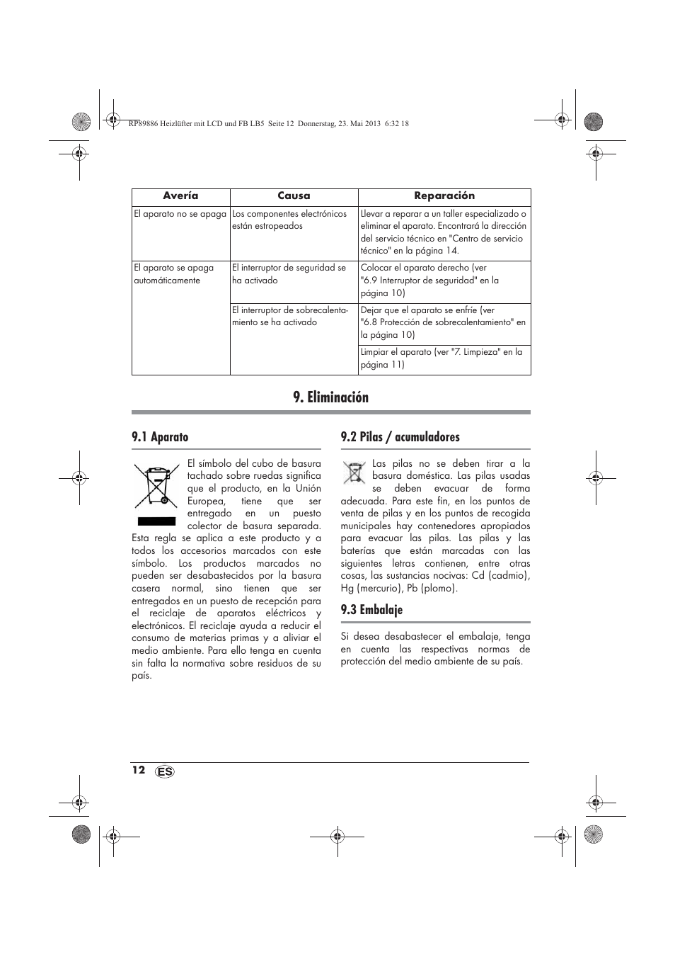 Eliminación, 1 aparato, 2 pilas / acumuladores | 3 embalaje | Silvercrest SHLF 2000 A1 User Manual | Page 14 / 66