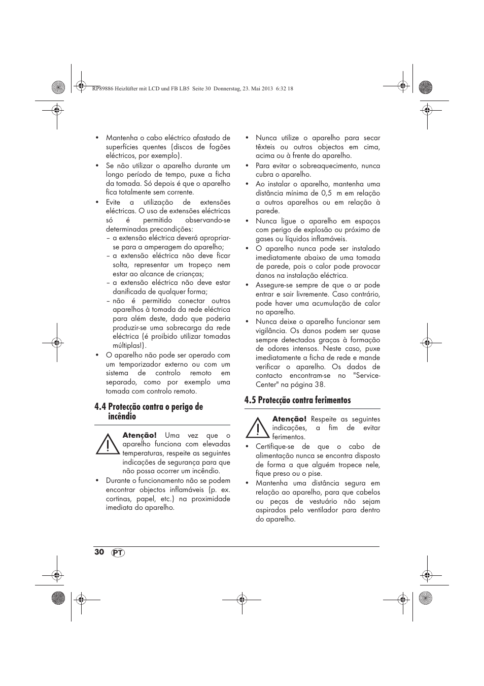 4 protecção contra o perigo de incêndio, 5 protecção contra ferimentos | Silvercrest SHLF 2000 A1 User Manual | Page 32 / 66