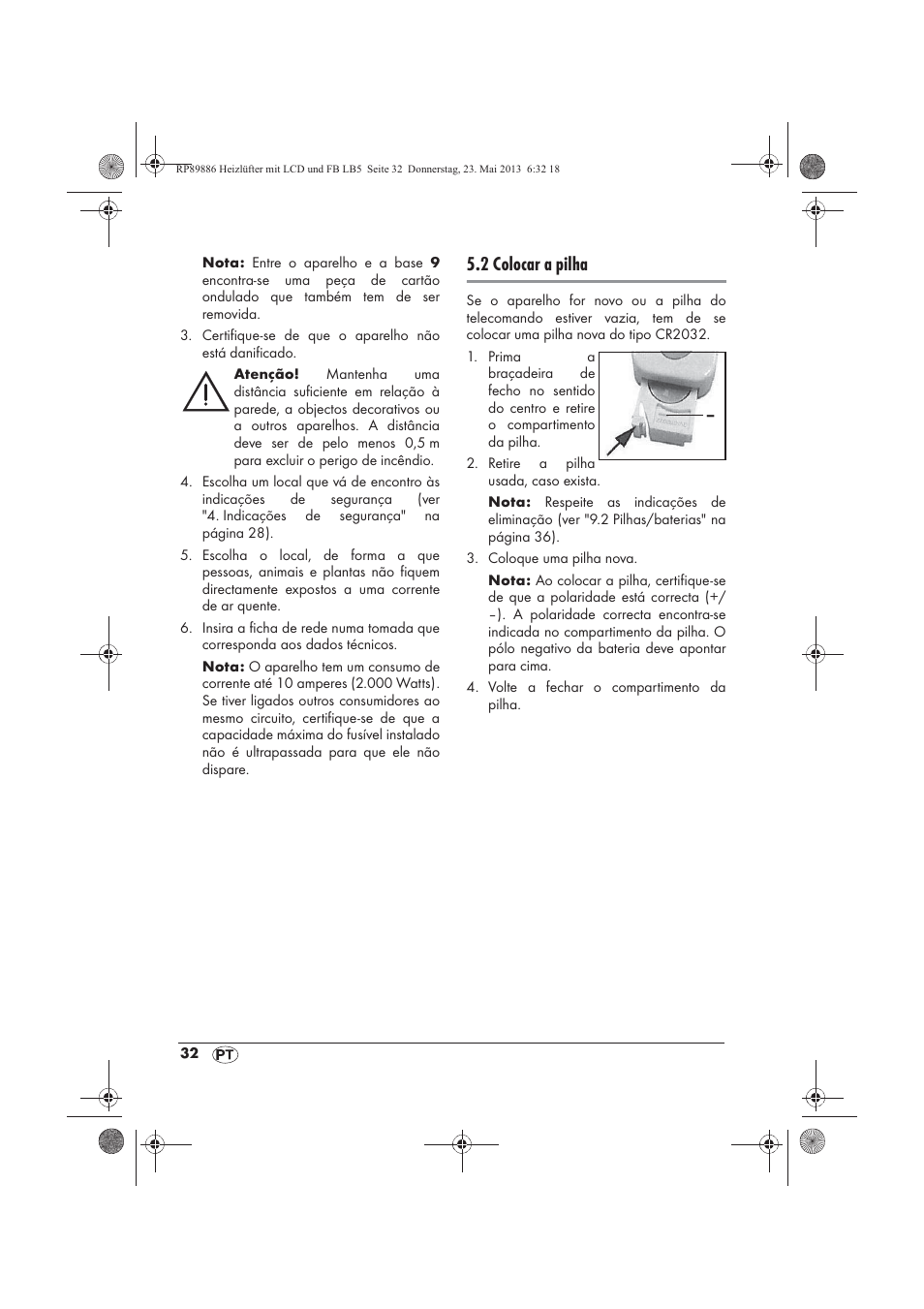 2 colocar a pilha | Silvercrest SHLF 2000 A1 User Manual | Page 34 / 66