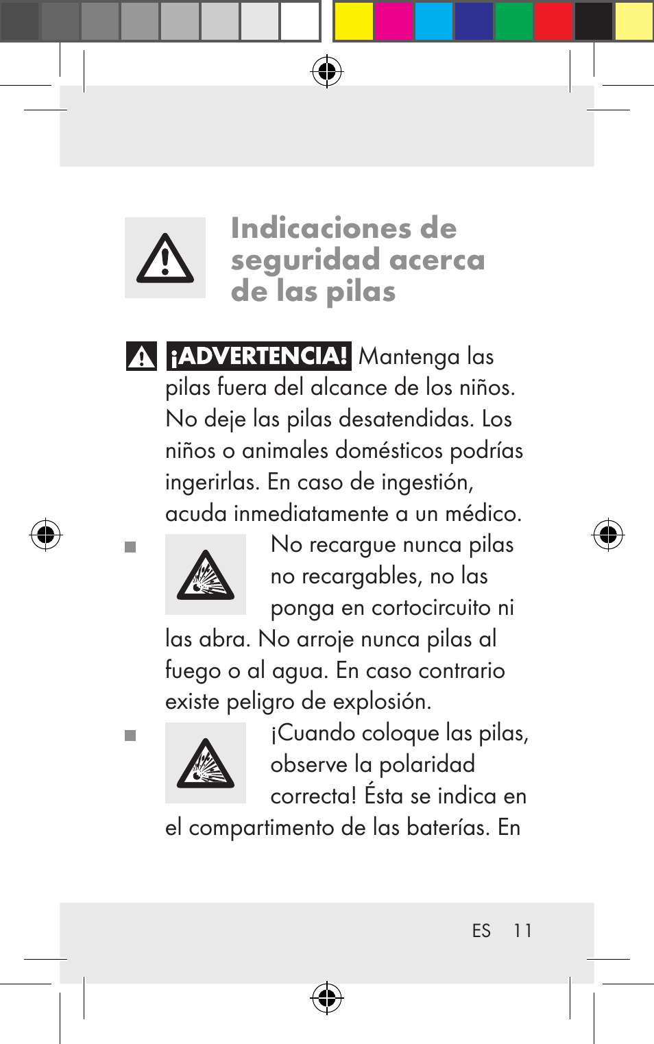 Indicaciones de seguridad acerca de las pilas | Silvercrest Z31123 User Manual | Page 11 / 98