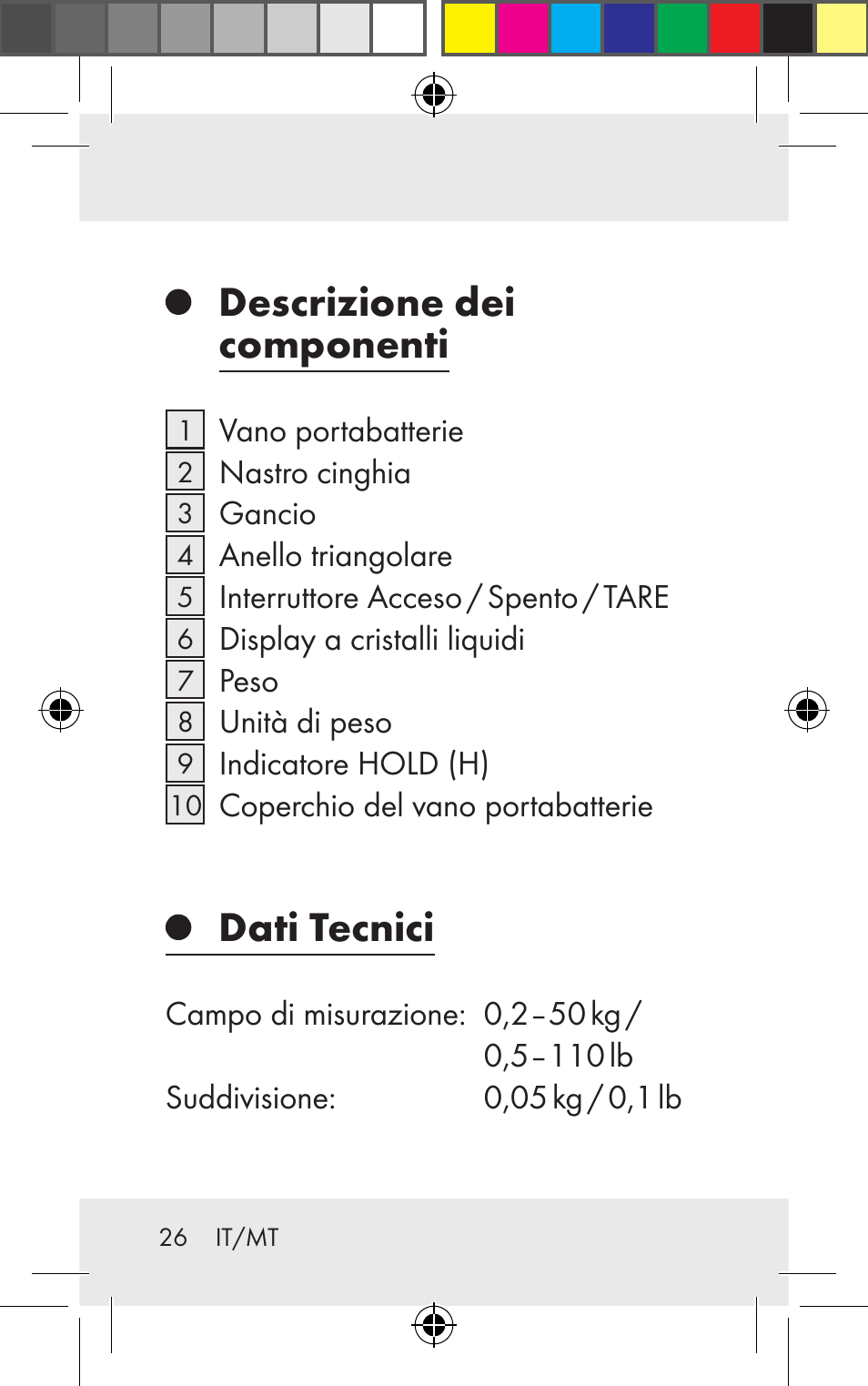 Descrizione dei componenti, Dati tecnici | Silvercrest Z31123 User Manual | Page 26 / 98