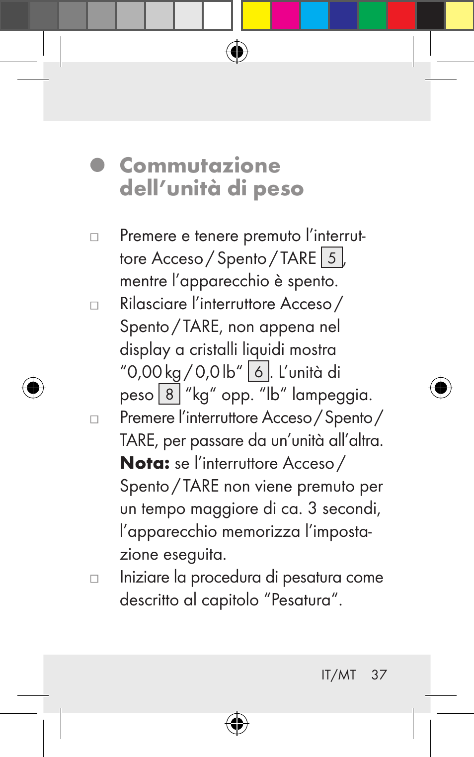 Commutazione dell’unità di peso | Silvercrest Z31123 User Manual | Page 37 / 98