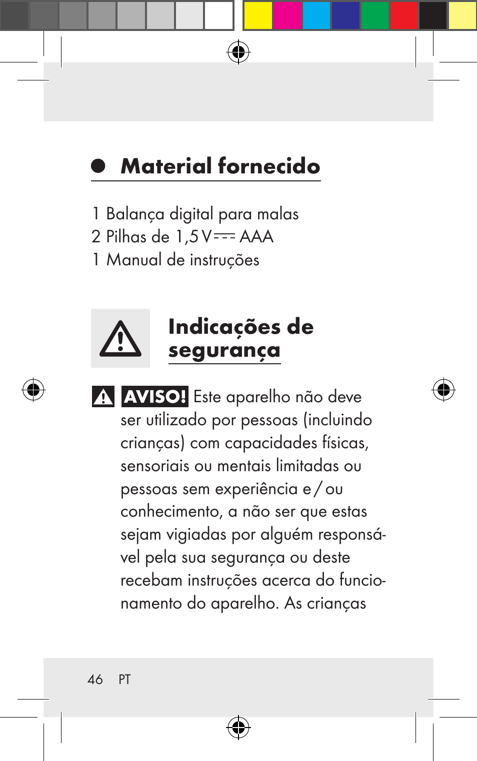 Material fornecido, Indicações de segurança | Silvercrest Z31123 User Manual | Page 46 / 98