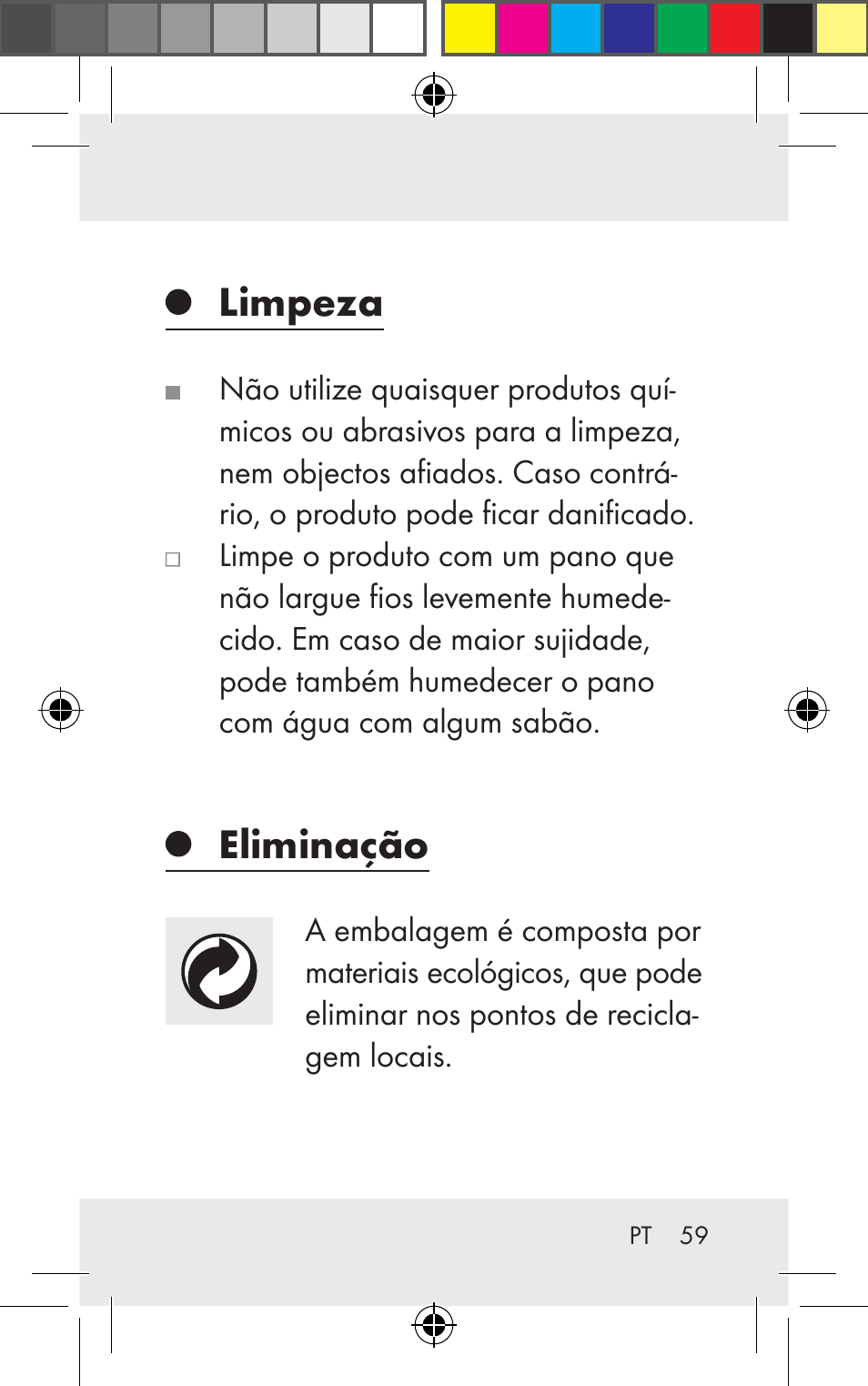 Limpeza, Eliminação | Silvercrest Z31123 User Manual | Page 59 / 98
