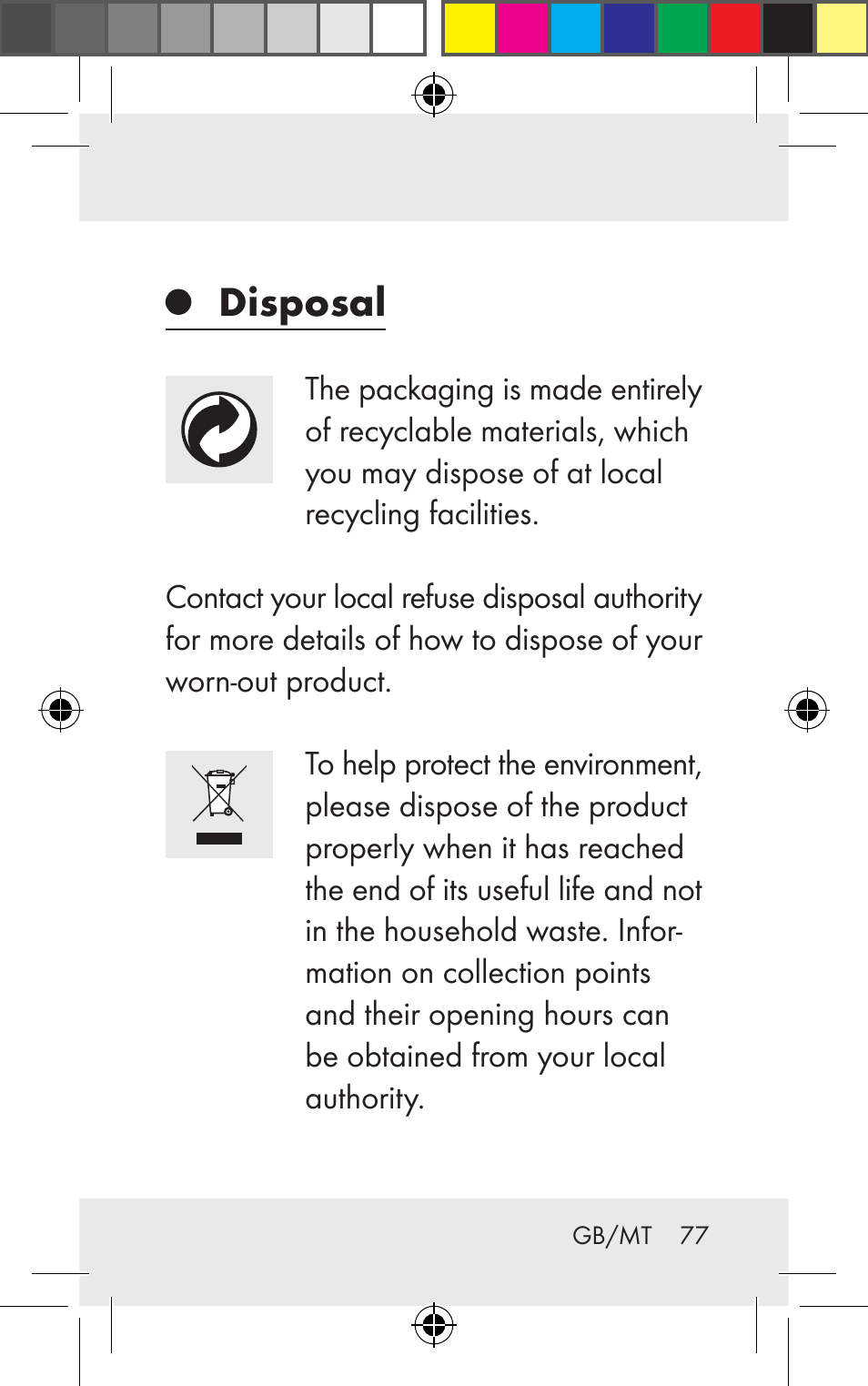 Disposal | Silvercrest Z31123 User Manual | Page 77 / 98