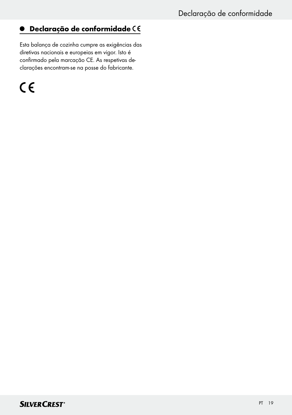 Declaração de conformidade | Silvercrest SKWD A1 User Manual | Page 19 / 38