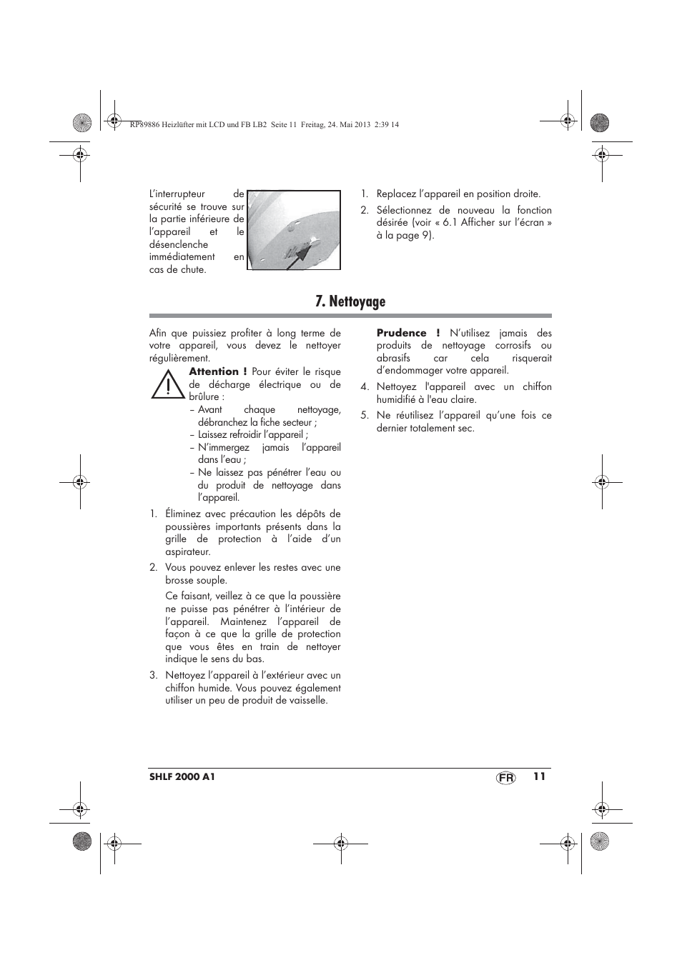 Nettoyage | Silvercrest SHLF 2000 A1 User Manual | Page 13 / 54