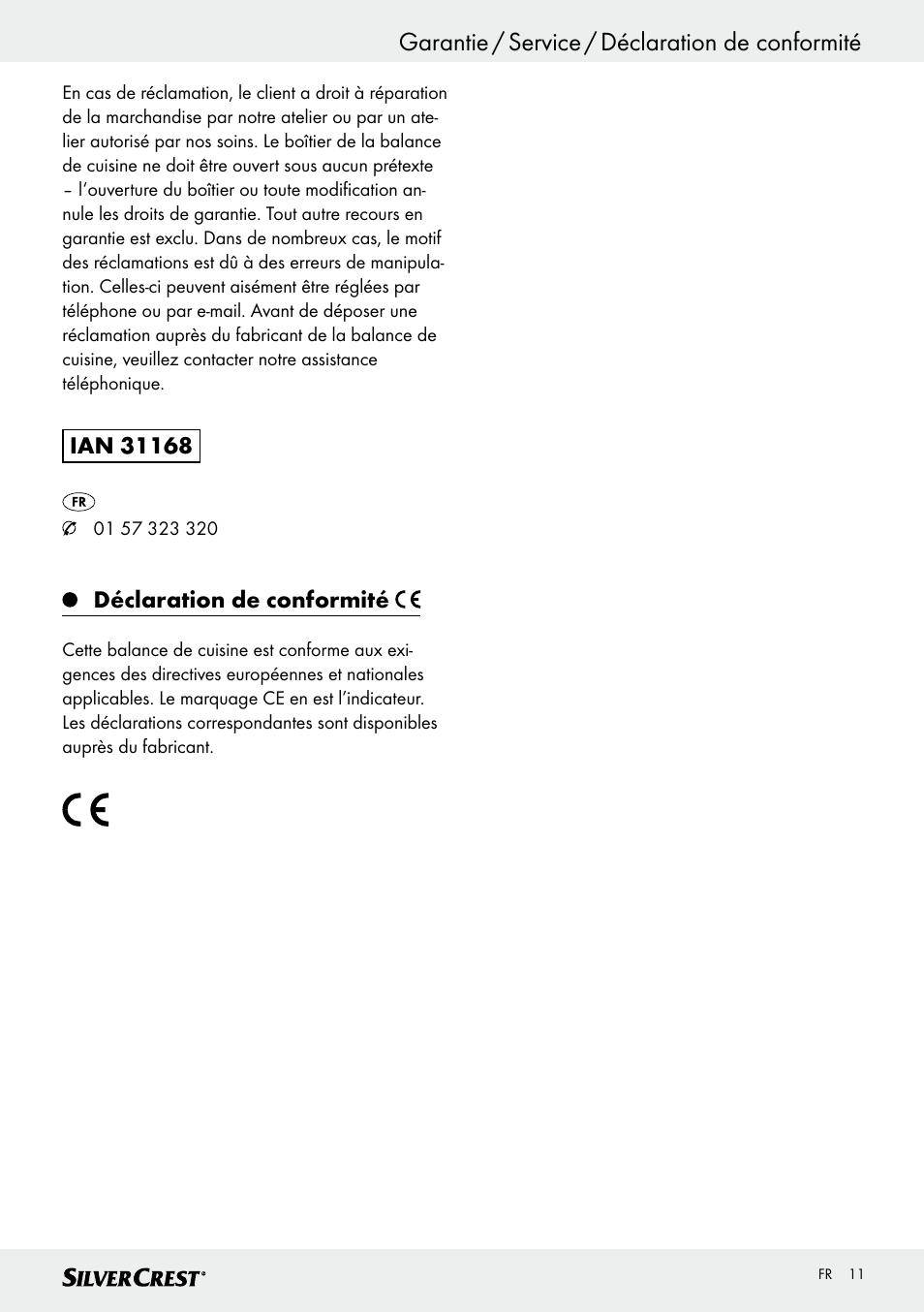Garantie / service / déclaration de conformité, Déclaration de conformité | Silvercrest SKWD A1 User Manual | Page 11 / 30