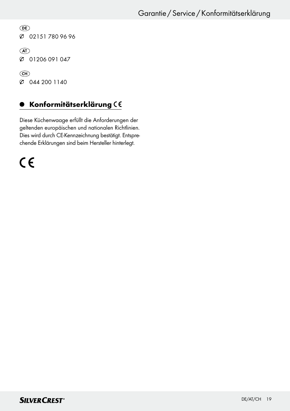 Garantie / service / konformitätserklärung, Konformitätserklärung | Silvercrest SKWD A1 User Manual | Page 19 / 30