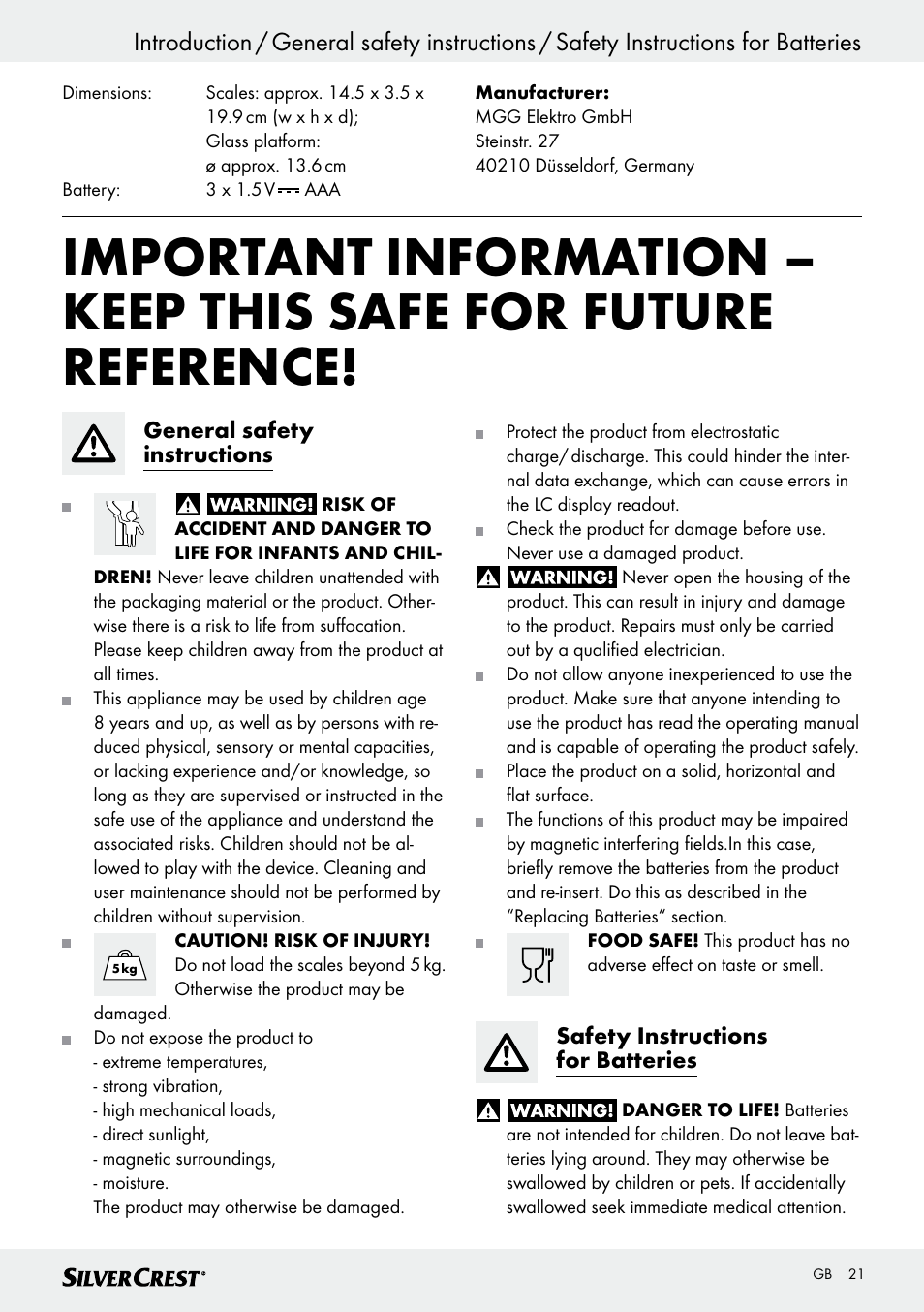 Silvercrest SKWD A1 User Manual | Page 21 / 26