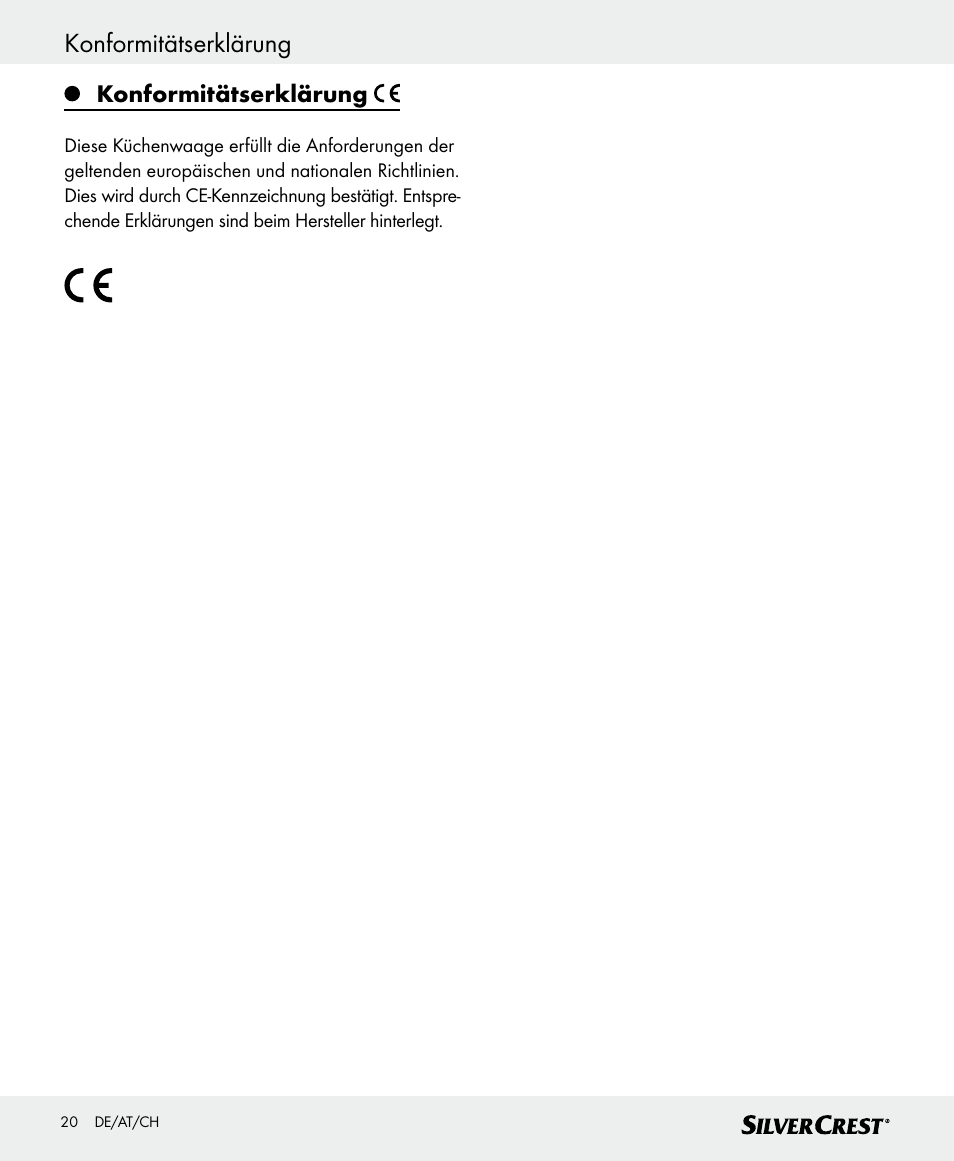 Konformitätserklärung | Silvercrest SKWD A1 User Manual | Page 20 / 30