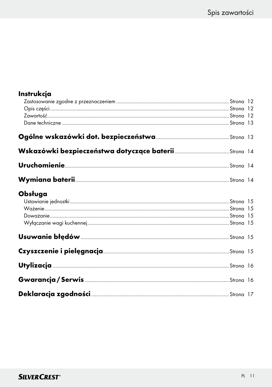Spis zawartości | Silvercrest SKWD A1 User Manual | Page 11 / 54